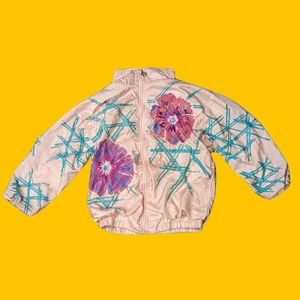 Vintage 1980 pink golden girls floral  windbreaker with shoulder pads